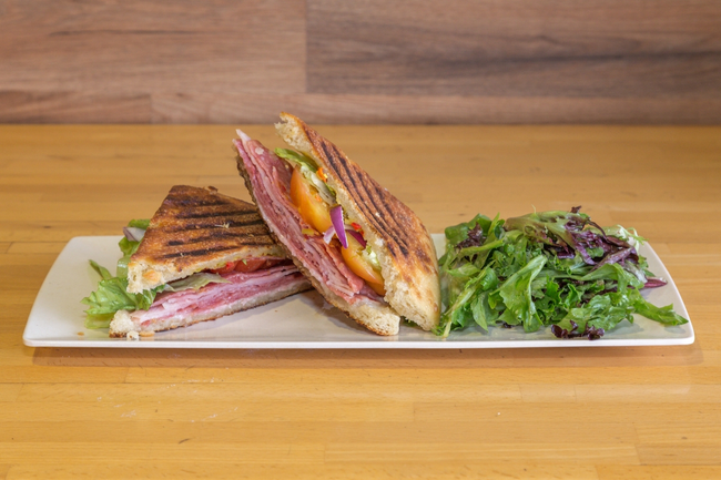 Big Pete:  Italian ham, milano salami, prosciutto, mozzarella, red onions, romaine, tomatoes, hot cherry peppers, house-made vinaigrette