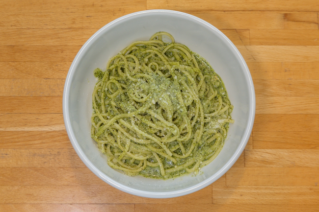 Linguini:  pesto, white wine, cream, roasted pine nuts, extra virgin olive oil
