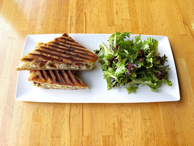 Olivia:  grilled chicken breast, fontina, bacon, house-made avocado mayo