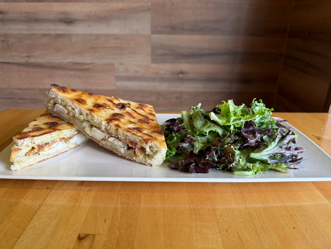 Olivia:  grilled chicken breast, fontina, bacon, house-made avocado mayo