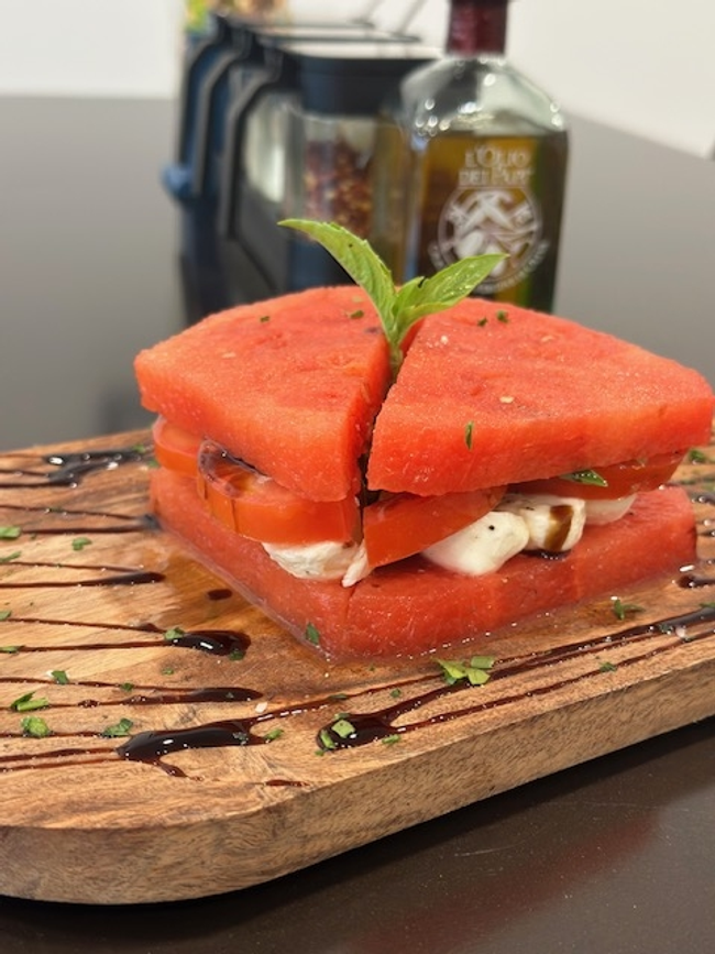 Watermelon & Mozzarella Caprese Salad with Basil