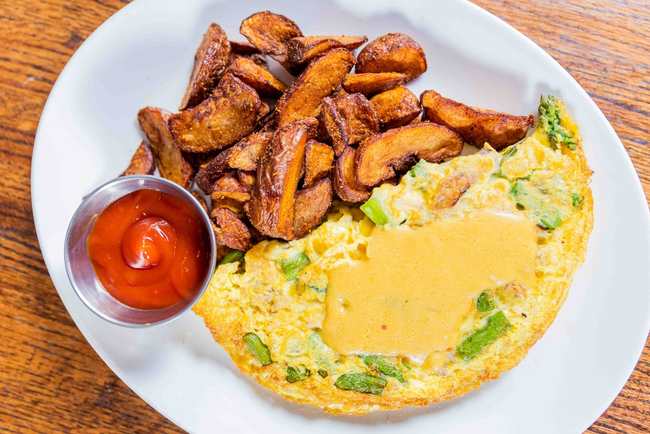 Crab, Spinach and Swiss Cheese Omelet