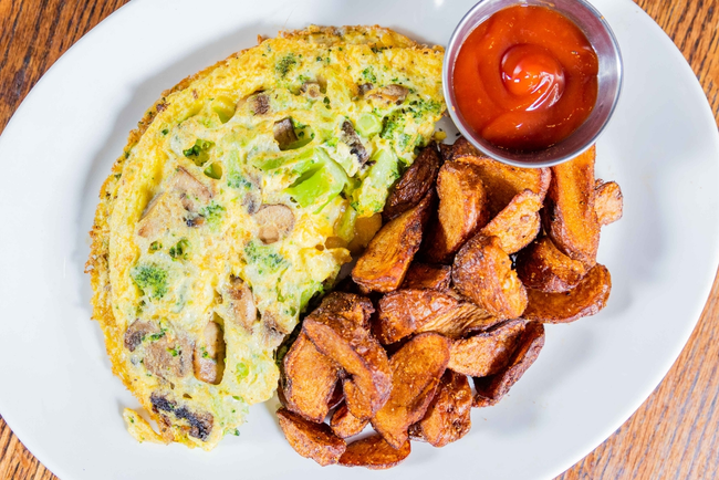 Broccoli, Mushroom & Cheddar Omelet