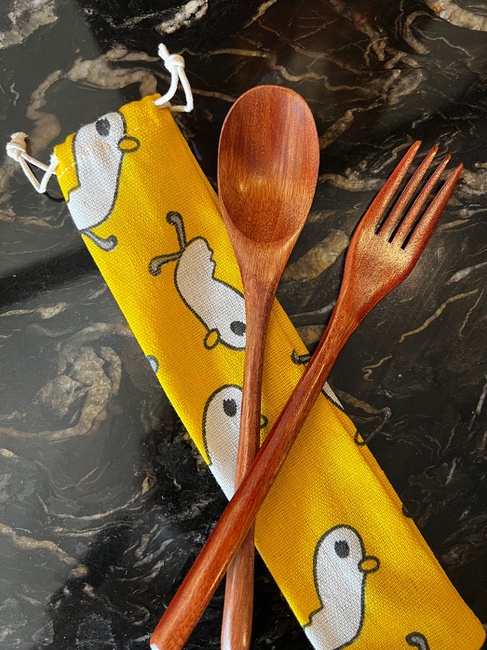 Reusable Wooden Flatware 2pcs (Fork and Spoon)