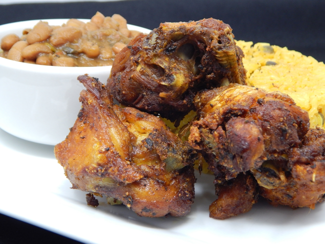 Chicharron de Pollo Rice and Bean