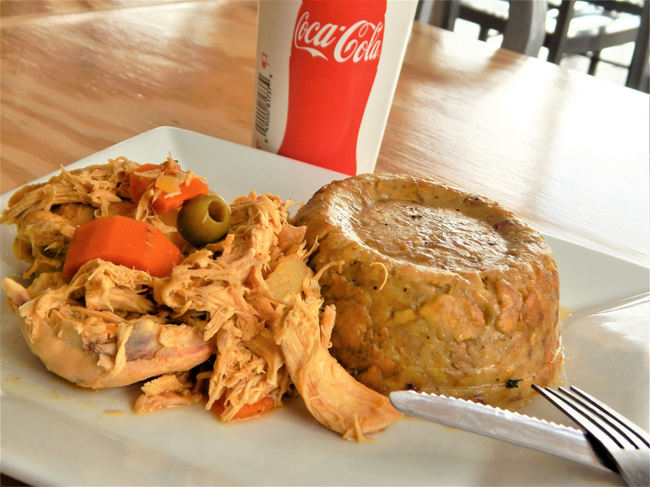 Mofongo Plate Pollo Estufado Pulled Chicken