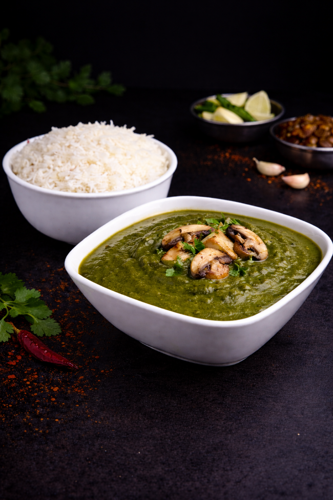 Pachimirchi Mushroom Curry (Green Chilli Mushroom Curry)