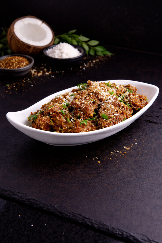 Kobbari Goat Fry (Coconut Goat Fry)