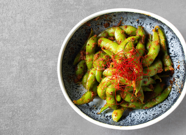Spicy Garlic Edamame.