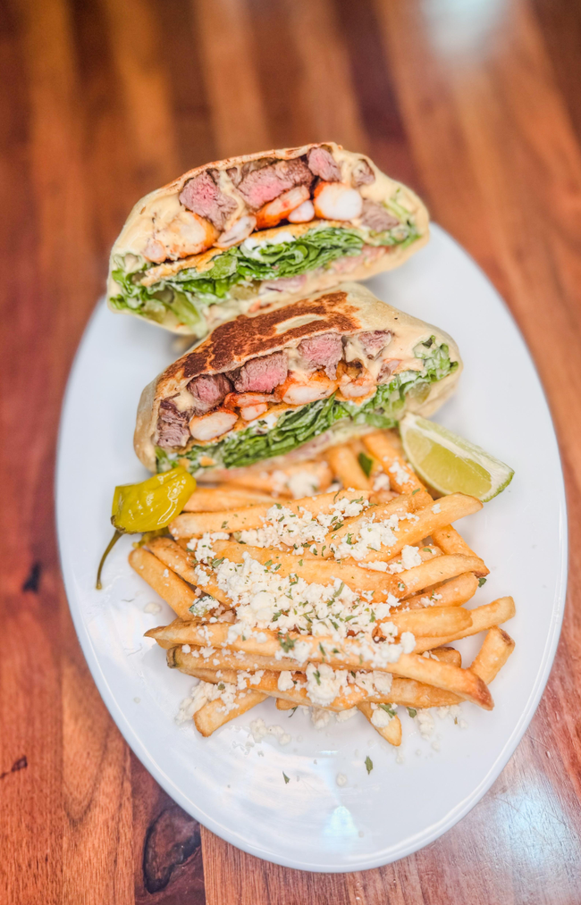 Filet Mignon and Shrimp Greek Crunch