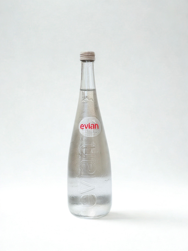Evian Glass water bottle 750ml