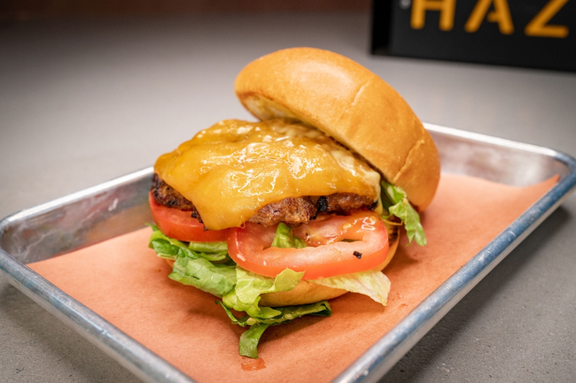 Mushroom swiss brisket burger