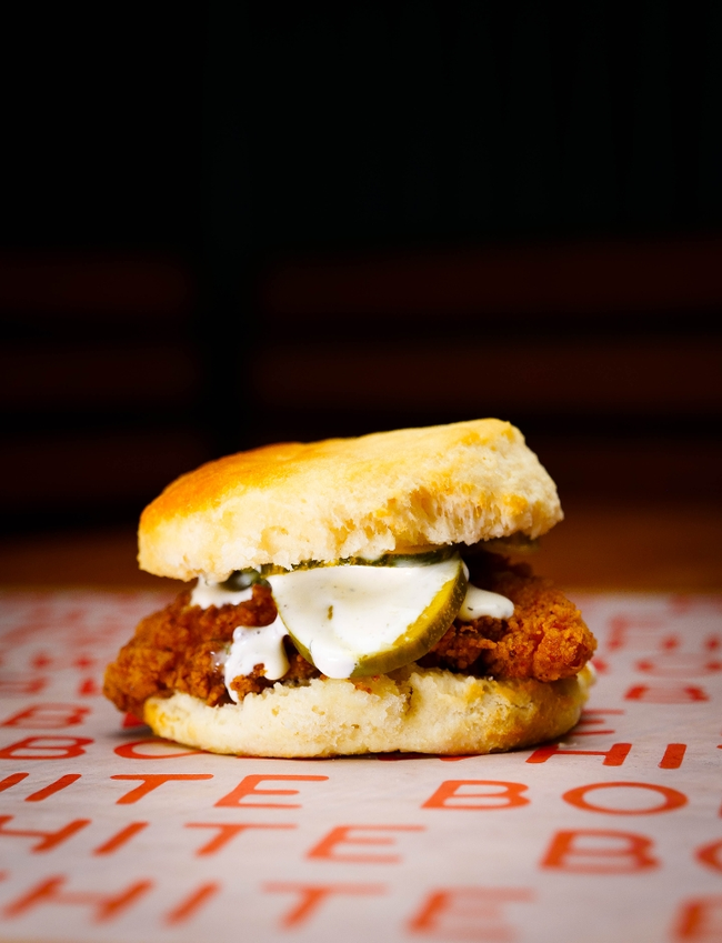Chicken, pickles & ranch biscuit