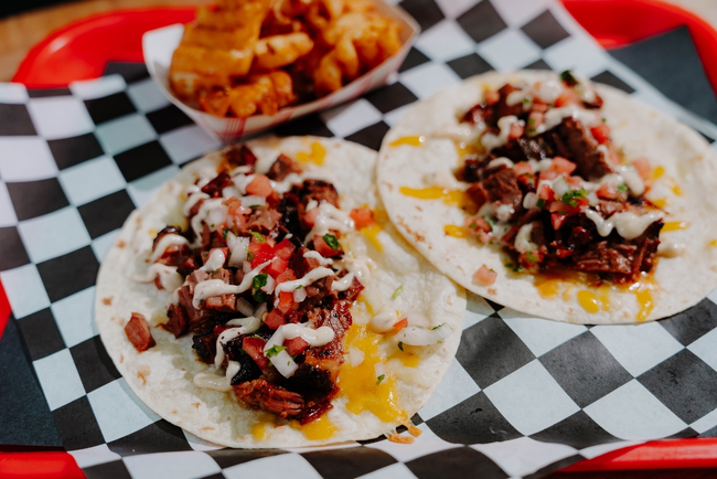 Brisket Tacos (2 pack) w/1 side