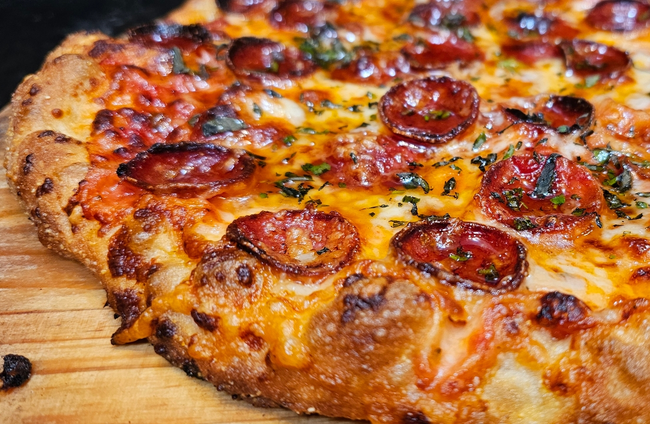 Five Cheese Hot Honey Pepperoni Pizza