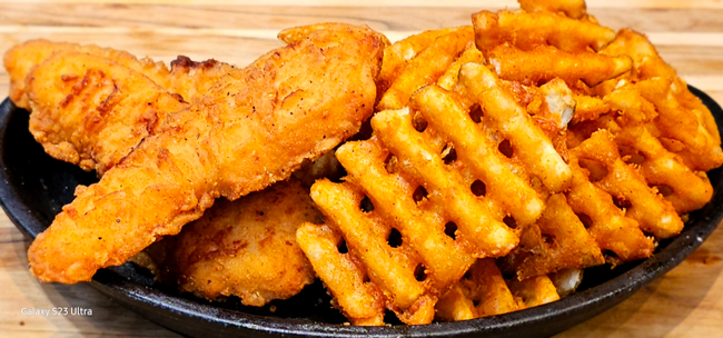 Chicken Tenders and Waffle Fries