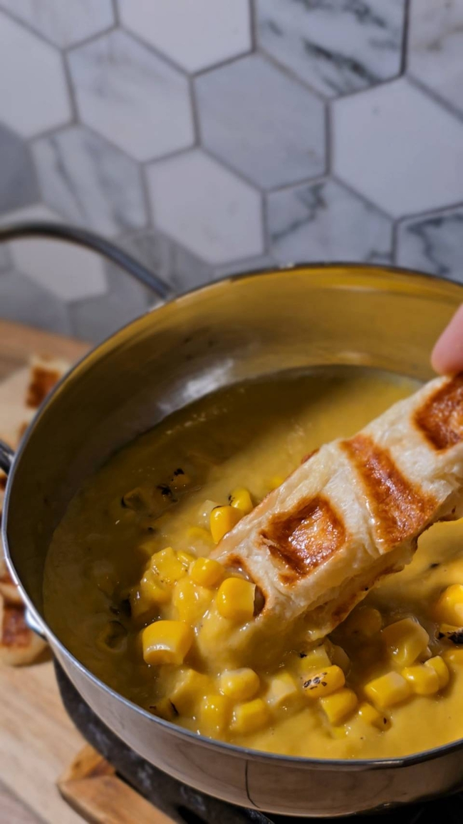 KOREAN CROFFLE STICK WITH CORN FONDUE