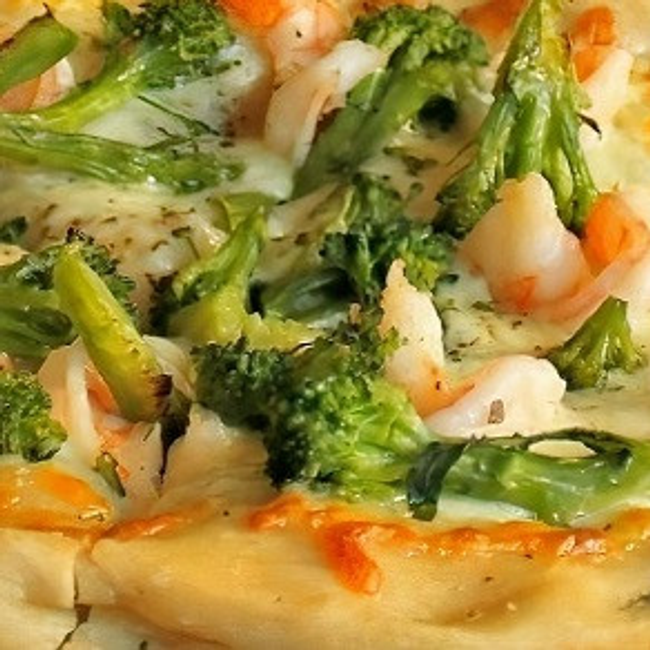 16" Large - Grilled Shrimp & Broccoli White Pizza