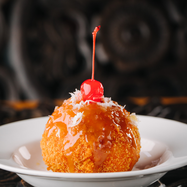 Fried Ice Cream with Homemade Caramel Sauce