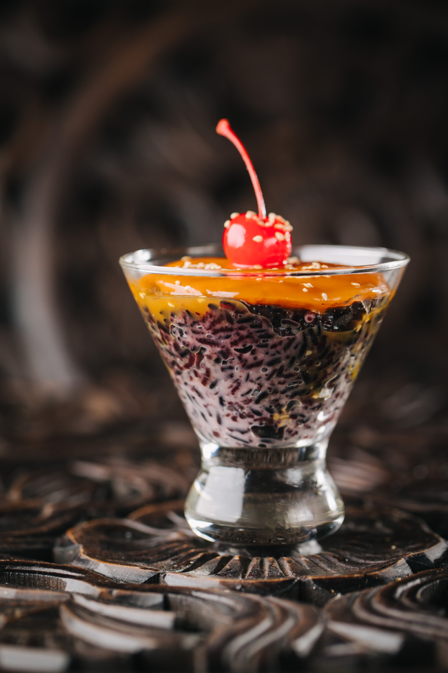 Sweet Black Sticky Rice with Coconut Custard