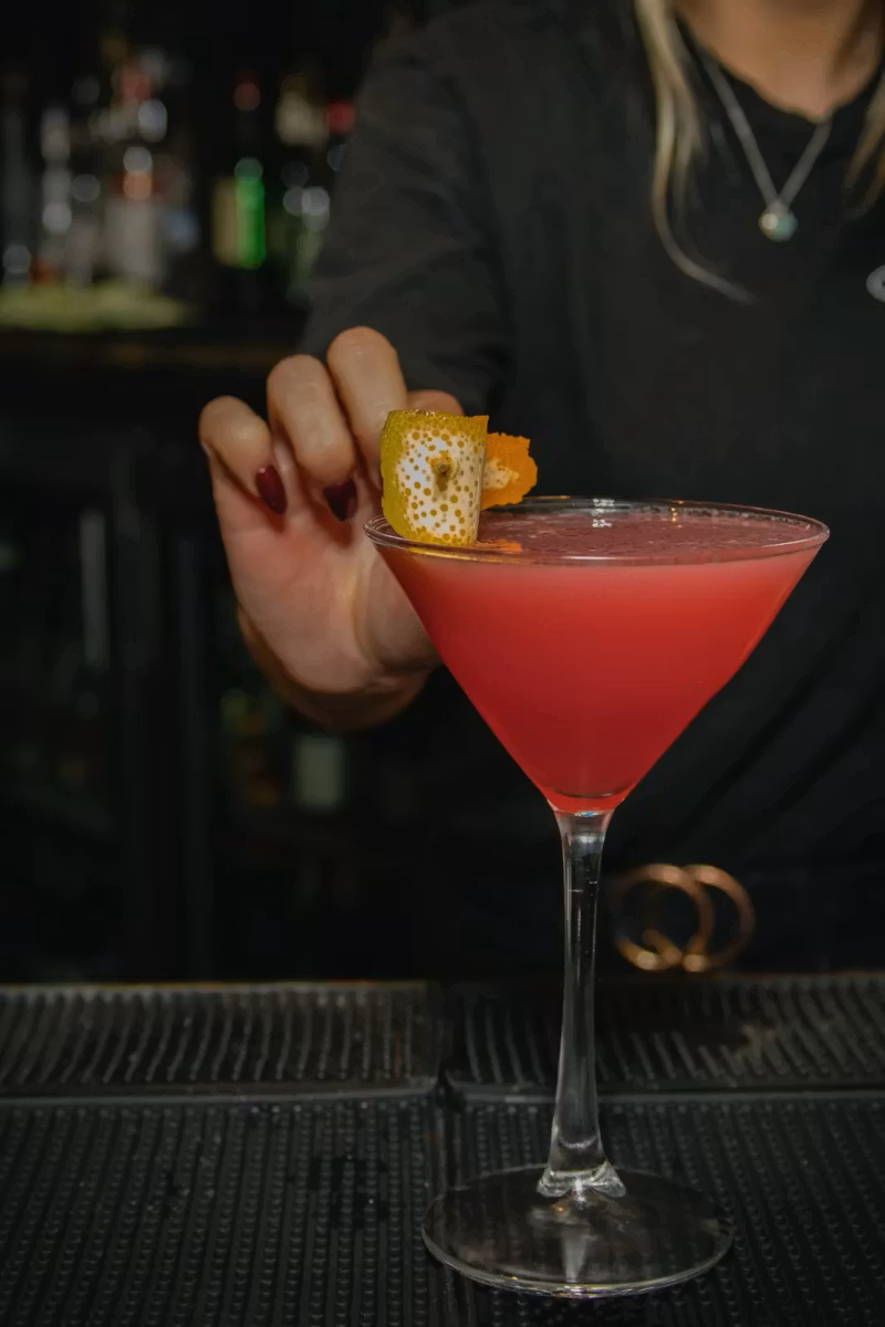 Pink martini cocktail with a citrus twist
