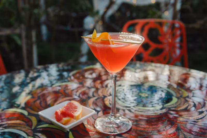 Signature cocktail served on the patio
